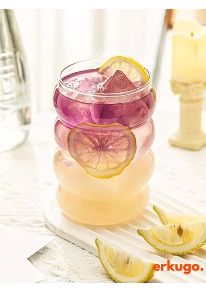 2 Adet Borosilikat Sunum Bardağı, Kahve Bardağı, Isı Dayanıklı Meşrubat BARDAĞI(350 Ml) Bubblecup