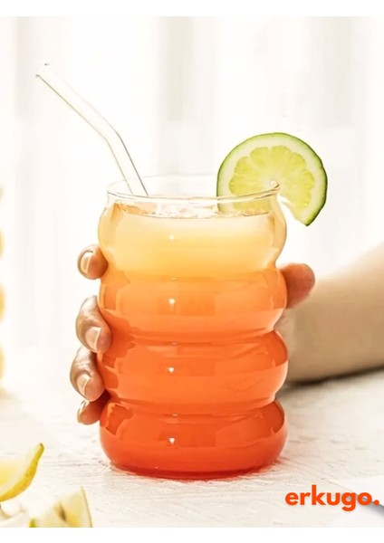 2 Adet Borosilikat Sunum Bardağı, Kahve Bardağı, Isı Dayanıklı Meşrubat BARDAĞI(350 Ml) Bubblecup