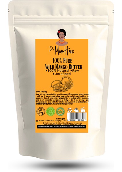 Mango Butter(Yağı) 100 gr, Saf ve Doğal, Soğuk Preslenmiş, Rafine Edilmemiş