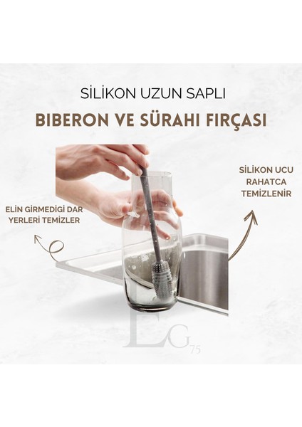 Silikon Fırça Matara Biberon Emzik Temizleyici Kavanoz Termos Suluk Yağ Şişe Temizleme Fırçası