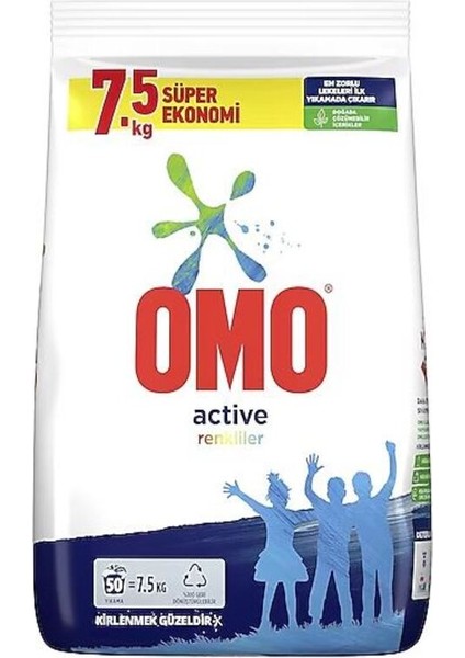 Omo Active Renkliler Için 7.5 kg Toz Deterjan