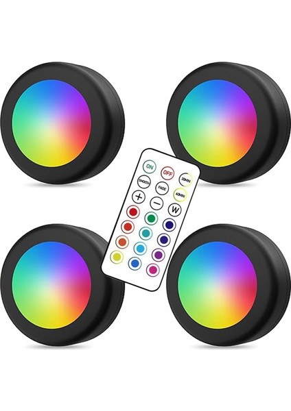 4 Lü Set LED Aydınlatma Dekoratif Rgb Gece Lambası 12 Renk Kumandalı Küçük