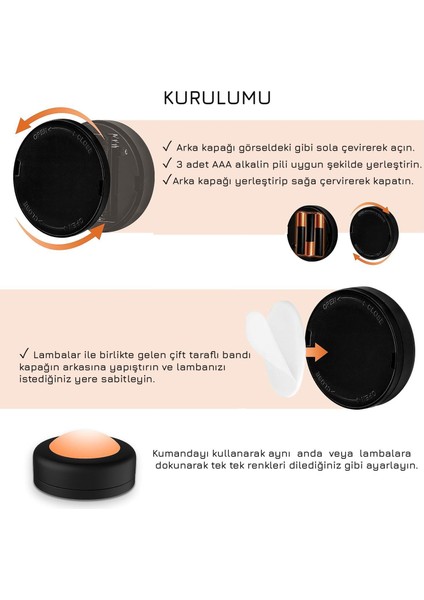 4 Lü Set LED Aydınlatma Dekoratif Rgb Gece Lambası 12 Renk Kumandalı Küçük