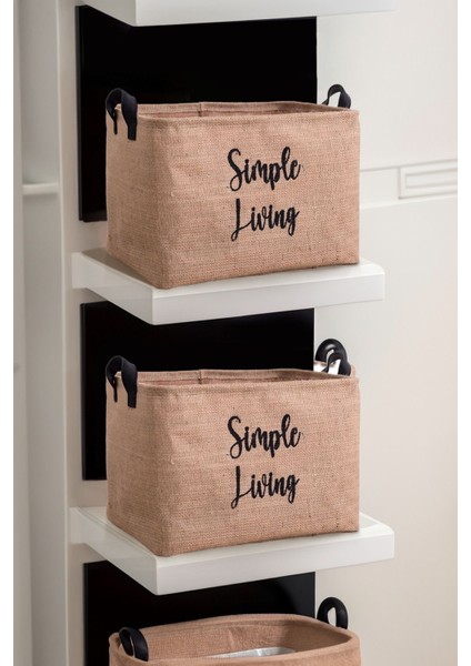 Jüt Simple Living Baskılı Küçük Boy 2'li Düzenleyici Saklama Sepeti Set 15X25X18 fiyatları