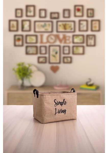 Jüt Simple Living Baskılı Küçük Boy 2'li Düzenleyici Saklama Sepeti Set 15X25X18 modelleri