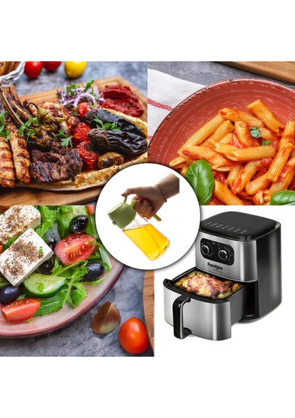 Çok Amaçlı Cam Sprey Şişe -Yağdanlık Limon Sirke Sos Püskürtücü, Sızdırmaz Yağdanlık Yeşil