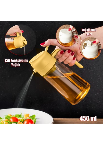 Çok Amaçlı Cam Sprey Şişe -Yağdanlık Limon Sirke Sos Püskürtücü, Sızdırmaz Yağdanlık Sarı modelleri