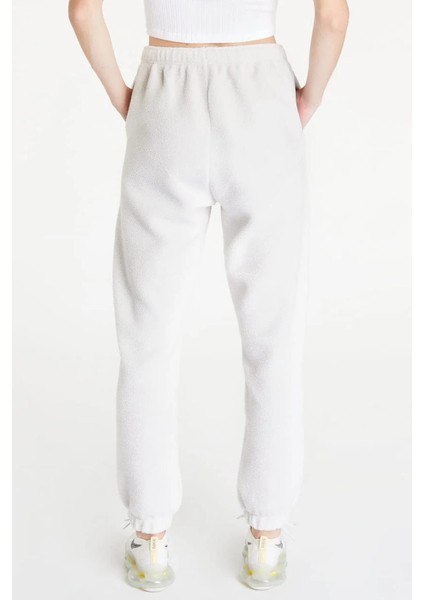 Sportswear Plush Stone Sherpa Oversize Sweatpants Kadın Geniş Kalıp Yüksek Bel Peluş Eşofman Altı Taş