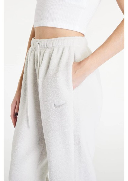 Sportswear Plush Stone Sherpa Oversize Sweatpants Kadın Geniş Kalıp Yüksek Bel Peluş Eşofman Altı Taş