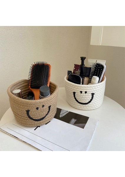 Smile Küçük Dokuma Pamuk Halat Saklama Sepetleri, Gri (Yurt Dışından)
