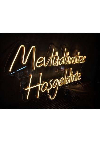 Cizgineon Mevlüdümüze Hoşgeidiniz Işıklı Neon LED Duvar Dekarasyon Günışığı 40*70 cm fiyatları