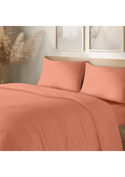Organik Pamuk Akfil Nevresim Takımı Çift Kişilik 200X220 cm Oranj
