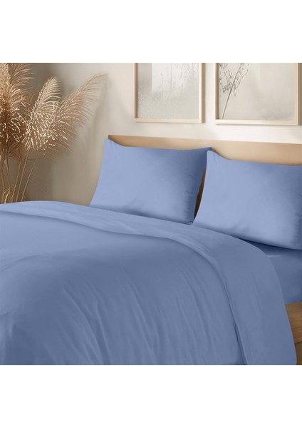 Organik Pamuk Akfil Nevresim Takımı Tek Kişilik 160 x 220 cm Mavi