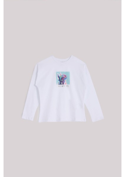 Bg Store Kız Çocuk Beyaz T-Shirt
