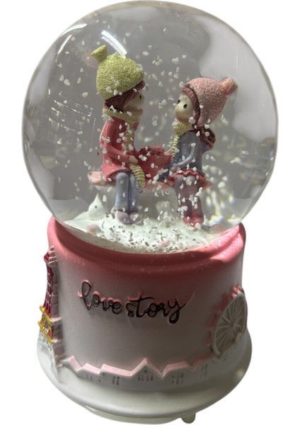 Love Story Müzikli Işıklı Kar Küresi