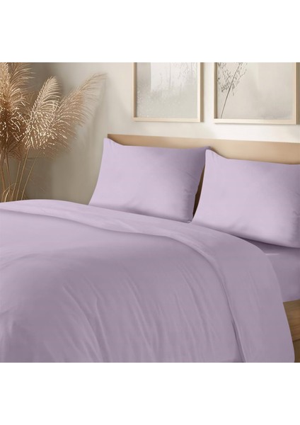 Organik Pamuk Akfil Nevresim Takımı Çift Kişilik 200X220 cm Lila