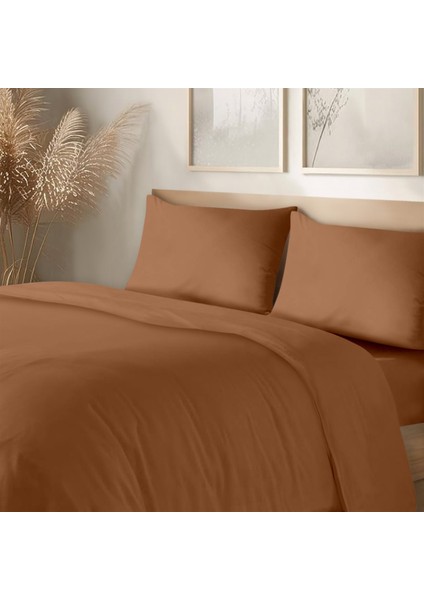 Organik Pamuk Akfil Nevresim Takımı Çift Kişilik 200X220 cm Kiremit
