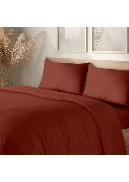 Organik Pamuk Akfil Nevresim Takımı Çift Kişilik 200X220 cm Bordo