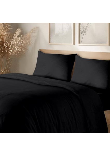 Organik Pamuk Akfil Nevresim Takımı Tek Kişilik 160X220 cm Siyah
