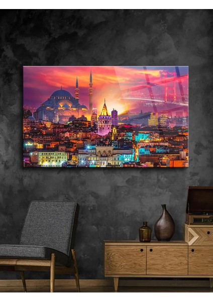 Harika Istanbul Manzaralı Kırılmaz Cam Tablo, Ev Ofis Hediyesi Yüksek Çözünürlüklü 4mm Cam Tablo fiyatları