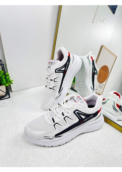 Günlük Erkek Sneaker Fileli Bağcıklı Tırtık Kalın Taban Bilek Destek Dikiş Hafif Spor Ayakkabı 4281