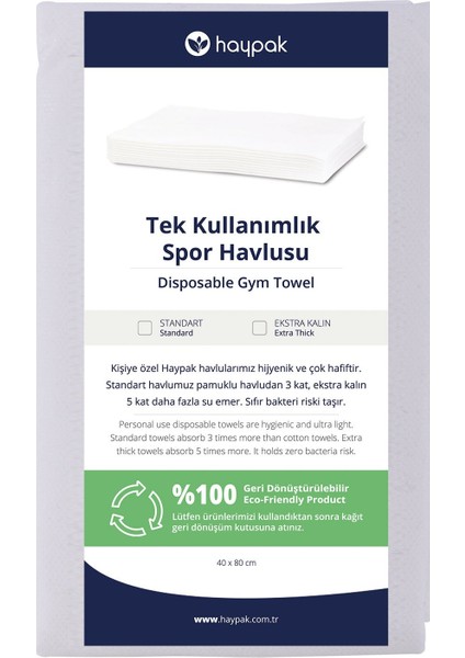 Tek Kullanımlık Spor Havlusu Ekstra Kalın - 35 Adet