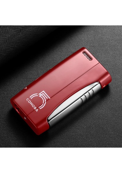 Tek Torch Pürmüz 55. Yıl Özel Üretim Dahili Delicili Kırmızı-Gümüş Puro Çakmağı