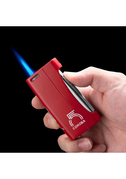 Tek Torch Pürmüz 55. Yıl Özel Üretim Dahili Delicili Kırmızı-Gümüş Puro Çakmağı