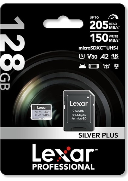 128GB Silver Plus 205MB 4K V30 Uhsı Micro Sd Hafıza Kartı