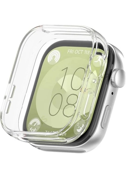 Huawei Watch Fit 3 Uyumlu Tam Koruma Kasa ve Ekran Koruyucu Silikon Kılıf