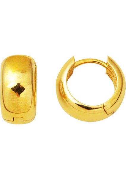 1,5 Cm. Çaplı Kalın Altın Halka Küpe 14 Ayar