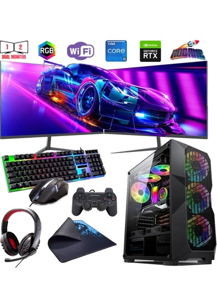 I5 12400F 32GB Ddr4 1tb M2 6gb RTX3050 Çift 24" Mon. Oyun Bilgisayarı (Gaming Set)