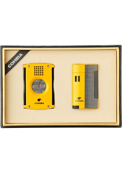 Limitli Seri Kesici Çakmak Ikili Sarı Puro Seti