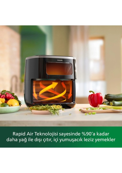 Ultra Premium Airfryer, 5.6l Kapasiteli Hazne, Siyah