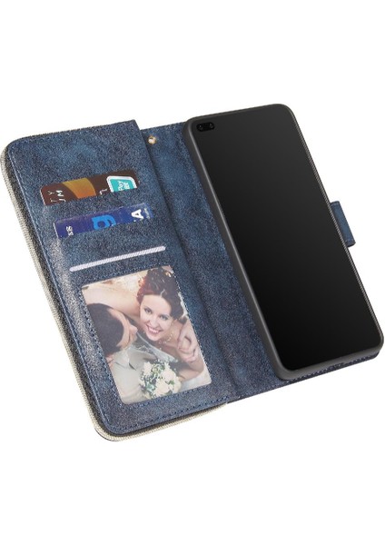 Huawei P40 Flip Kapak Için Kılıf ile El Kayışı Fermuar Cep Cüzdan Kılıf 9 (Yurt Dışından) modelleri