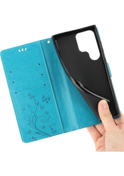 Samsung Galaxy S23 Ultra Kickstand Manyetik Kapatma Bilek Pu Için Filp Durumda (Yurt Dışından)