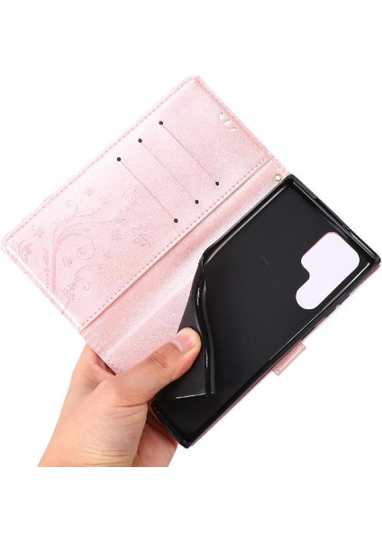 Samsung Galaxy S24 Ultra Kart Tutucu Kickstand Pu Deri Için Filp Durumda (Yurt Dışından)