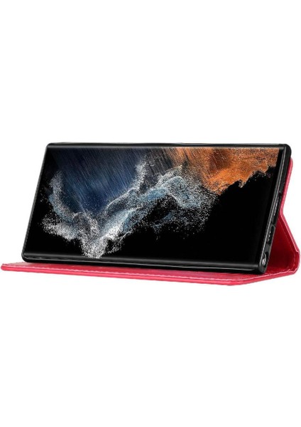 Samsung Galaxy S23 Ultra Kickstand Manyetik Kapatma Bilek Pu Için Filp Durumda (Yurt Dışından)
