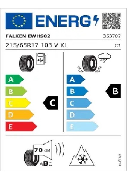 215/65 R17 103V Eurowinter Hs02 Suv Oto Kış Lastiği (Üretim Yılı:2024)