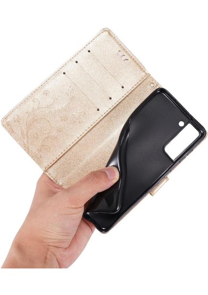 Samsung Galaxy S21 Fe 5g Için Filp Durumda Kickstand Bilek Kayışı Kart Tutucu (Yurt Dışından)