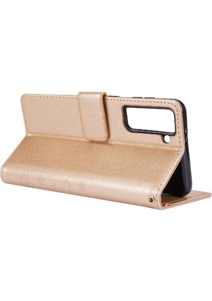 Samsung Galaxy S21 Fe 5g Için Filp Durumda Kickstand Bilek Kayışı Kart Tutucu (Yurt Dışından)
