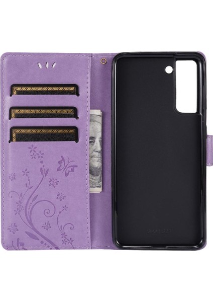 Samsung Galaxy S21 Fe 5g Için Filp Durumda Kickstand Bilek Kayışı Kart Tutucu (Yurt Dışından)