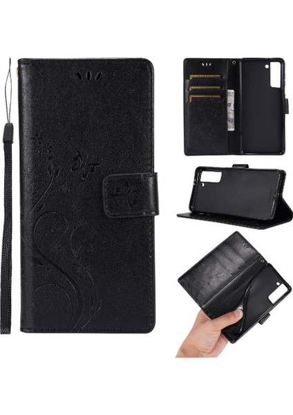 Samsung Galaxy S21 Fe 5g Için Filp Durumda Kickstand Bilek Kayışı Kart Tutucu (Yurt Dışından)