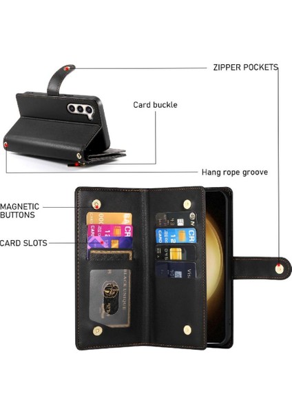 Samsung Galaxy S23 Artı Kickstand Çok Fonksiyonlu Kart Yuvaları Için Flip Case (Yurt Dışından)