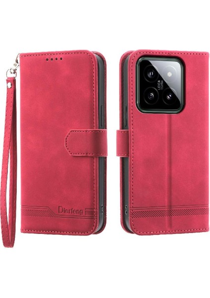 Xiaomi 14 Bileklik Manyetik Kapatma Nakit Cep Kart Yuvaları Için Flip Case (Yurt Dışından)