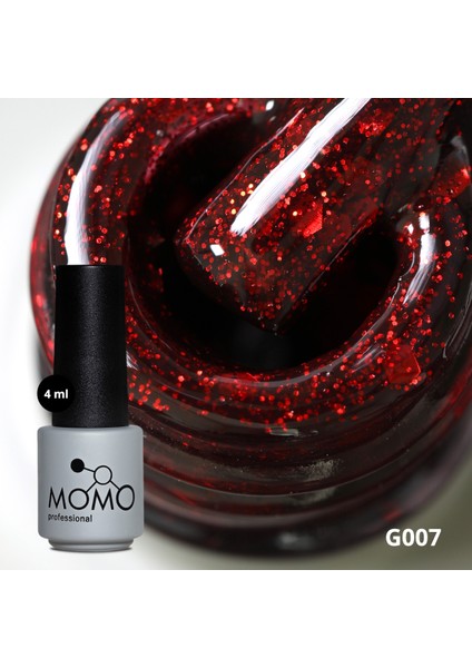 Glitter Kalıcı Oje G007, Kırmızı Parıltılı Şarap, 4 ml