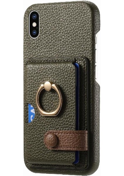 IPhone X/xs Kart Yuvaları Halka Standı Premium Dokulu Deri (Yurt Dışından)