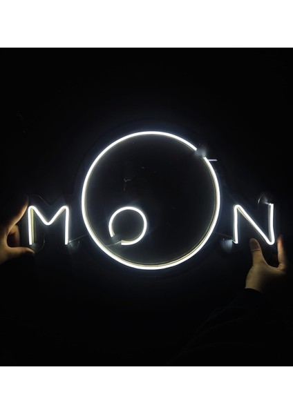 Cizgineon Moon Işıklı Neon LED Duvar Dekarasyon