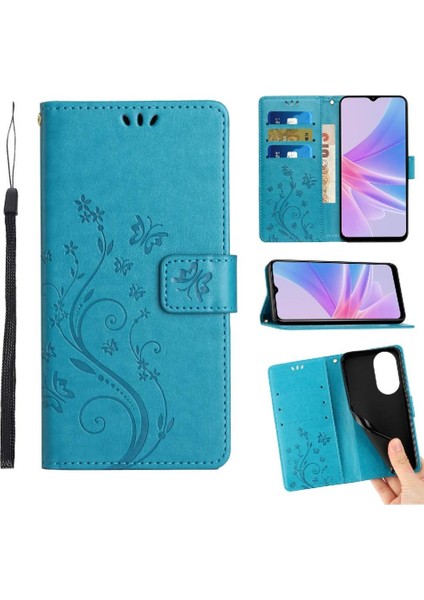 Oppo Için Filp Durumda A78/OPPO Pu Deri Kickstand Bilek Kayışı Kart Tutucu (Yurt Dışından)