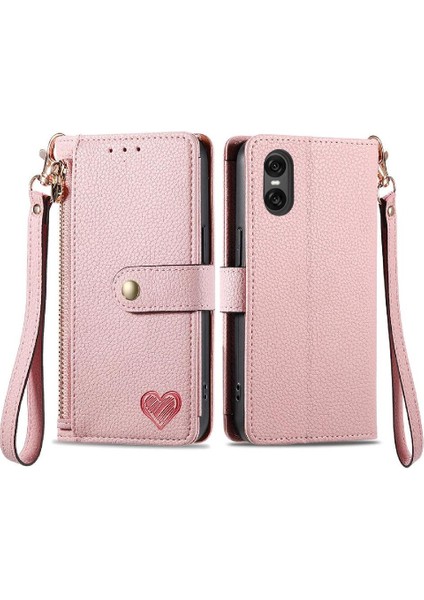Sony Xperia 10 Vı Için Flip Case Cüzdan Darbeye Aşk Fermuar Deri (Yurt Dışından)